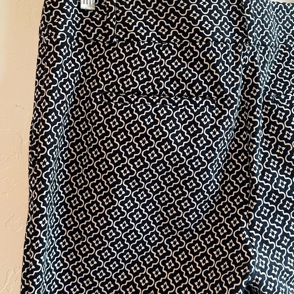 Loft Marissa Skinny Black/Tan Woven Geometric Pattern Classic Career Pants Sz 8 - Picture 8 of 10